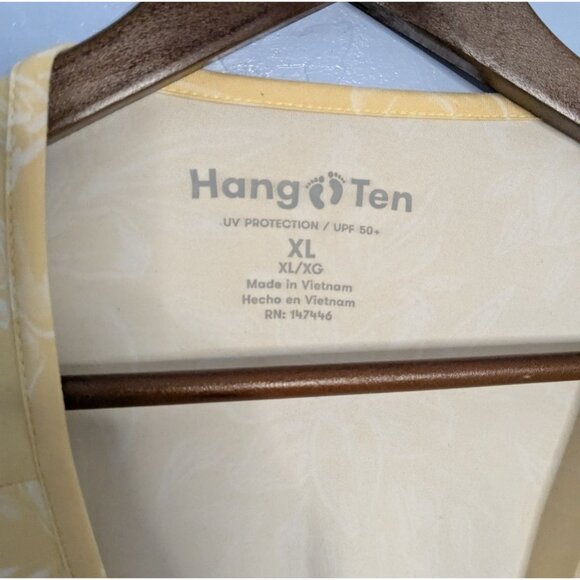 Hang Ten Womens XL Yellow Floral Long Sleeve Top shirt UV Protection Zipper Pock - Picture 3 of 10